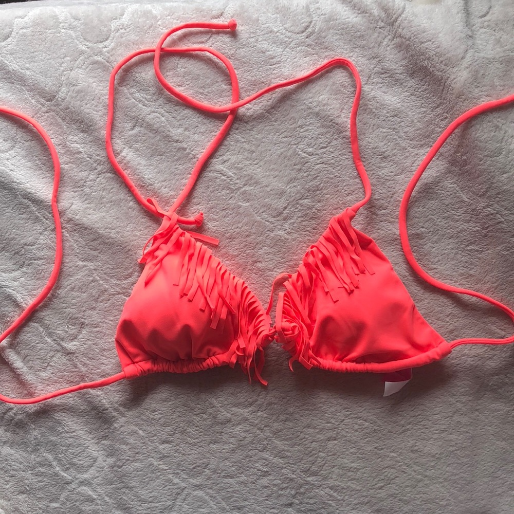 Coral/bright pink bikini top